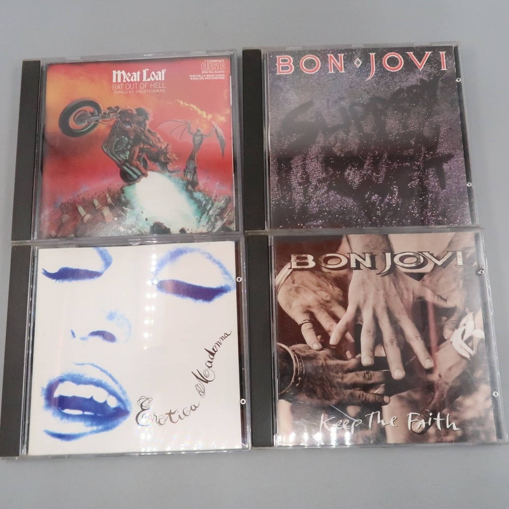 CD Lot Collection Bon Jovi When Wet Keep the Faith, Madonna Erotica, Meat Loaf